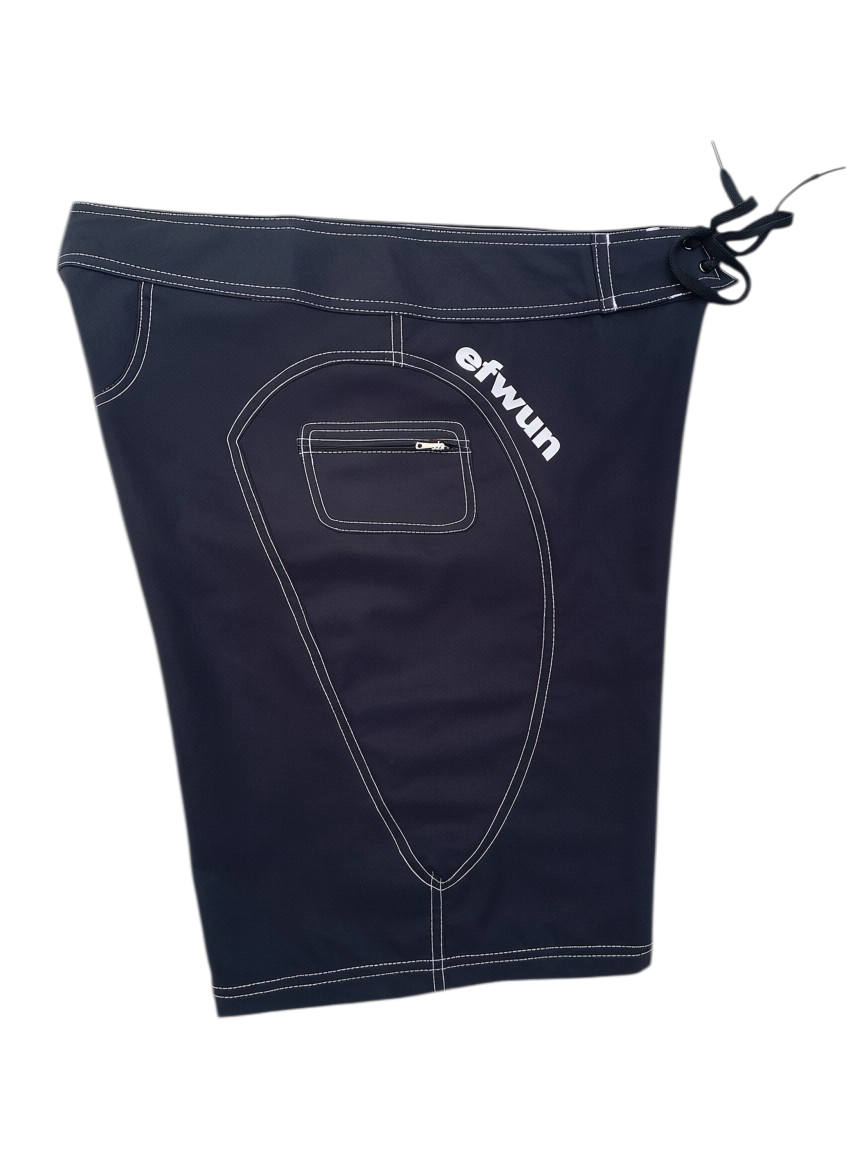 Techwun Surf Trunk - Black with White stitching