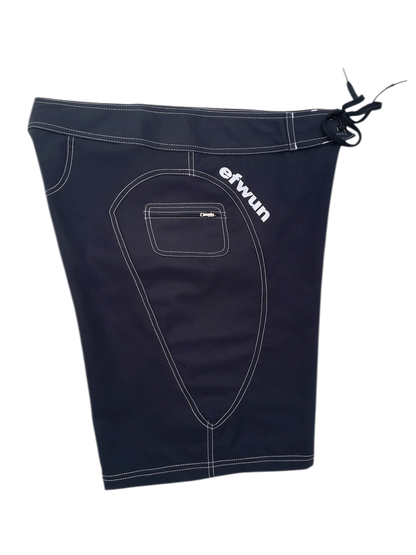 Techwun Surf Trunk - Black with White stitching